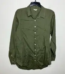 L.L. Bean 100% linen button down shirt olive green size small