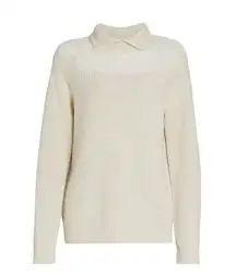 Theory  Rugby style Sweater Wool-Cashmere Collared cream long sleeved knit