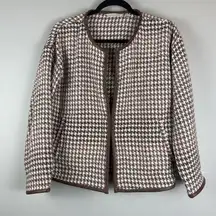 Soft Surroundings Jacket Small‎ Petite Brown Houndstooth Woven Preppy Academia
