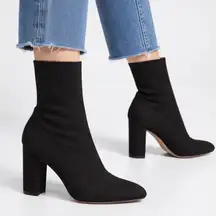 Sam Edelman Women’s Size 7 Calexa Black Satin Sock Boots Bootie Chunky Heel Zip