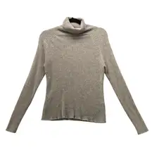 Lands End Vintage Cashmere Turtleneck Sweater Gray Medium