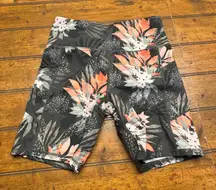 Gaiam Women's M/M Mid Rise Floral Bike Shorts Pockets Activewear