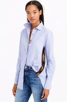 J. Crew Periwinkle Blue Button-Up Shirt with Gold Sequin Stripe Accents Size 6 S