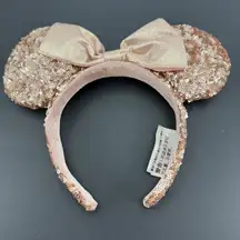 Minnie Mouse Ears Disney Headband Ears Pink Rose Gold Sparkle Halloween Costume
