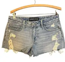 Express Jeans Women's Distressed Lace Short Shorts