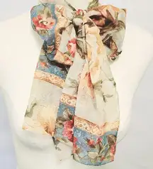 Floral chiffon cottagecore semi-sheer rectangle scarf