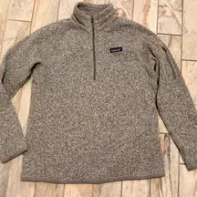 Patagonia Women's Large Better Sweater 1/4-Zip Gray/White Fleece MSRP $140
