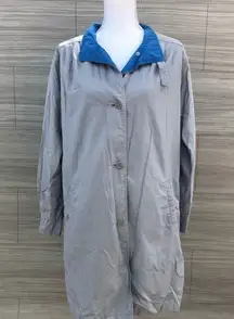 gray long Windbreaker coat Jacket Size 12