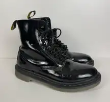 Dr Martens Docs Pascal Stud Combat‎ Boots Womens Size 7 Patent Leather
