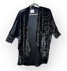 Black Crushed Velvet Open Front Kimono Cardigan NYE Holiday Party Whimsigoth S