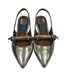 Dolce‎ Vita Mary Jane Slingback Flats Silver chic minimalist Kitten Heel …