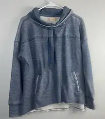 NWT Altard State Cropped Cowl Neck Hoodie Sweatshirt raw hem size large