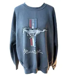 Vintage Navy Blue Ford Mustang Oversized Crewneck Sweatshirt Fit Medium Large