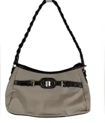 Rosetti tan and brown bag braided leather strap compartments & pockets purse