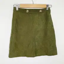 LF E-Lady Sage Green Back Zip A-Line Mini Skirt Women's Size 8 NWT
