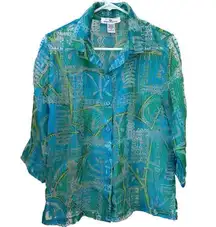 Erin London Semi-Sheer Pastel Button
Down Top Women’s Medium