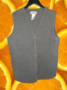 L.L. Bean Quilted Gray Button‎ Up Vest Cardigan Size Small