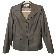 Le Suit Womens Brown Lined Pockets Button Up Classic Blazer Jacket Size‎ 8