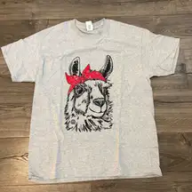Girlie Girl Originals Women's Llama Bandana Graphic‎ T-Shirt Gray L New