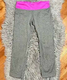 Nike Epic Dri FIT Running Training Tight Fit Gray Crop Leggings Size Small