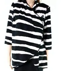 Ming Wang women's XS striped one button crossover shawl shoulder padded cardigan