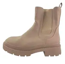 Dream Pairs Beige Leather Round Toe Chunky Platform Chelsea Ankle Boots Size 7.5