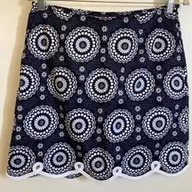 🌞NWOT Golftini Blue & White Circular Floral Print Jump Rope Golf Skorts A