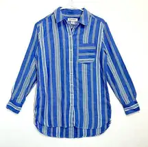 Tommy Bahama Womens Shirt Collared Buttoned Up Blue Striped Size XS