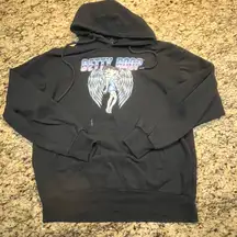 Betty Boop Women’s Size Large Angel Wings “Born to Rise” Graphic Hoodie Black