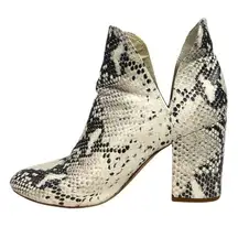 STEVE MADDEN Rookie Snakeskin Leather Slip On Block Heel Ankle Booties Sz 8.5M