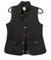 Adrienne Vittadini Black Quilted Puffer Vest Button Down Jacket Womens S Fall