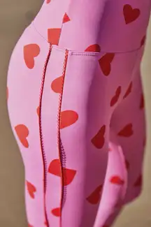 {S} Beach Riot Pink Leggings with Red Heart Design