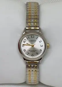 Carriage by timex gold silver tone women wrist watch quartz analog 22mm running