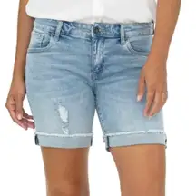 KUT FROM THE KLOTH KFTK Catherine Boyfriend Short Medium Wash Ripped Cuffed sz 8
