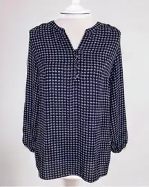 Laundry by Shelli Segal Geometric Print Tunic Blouse V Neck 3/4 Sleeve