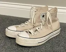 Converse high top platform sneakers tan beige neutral unisex size 10 womens