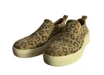 Toms Leopard Print Tristan Tan Suede Slip-On Platform Shoes Size 5