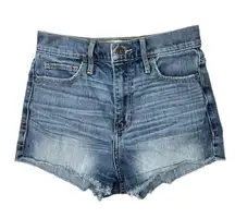 Abercrombie & Fitch Newyork Women's Blue High Rise Raw Hem Denim Mini Shorts 0