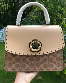 Coach Parker Top Handle In Signature Canvas With Rivets