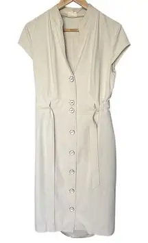 YUVITA Trench Coat Dress M Khaki Button Down Sheath Dress Midi-Length