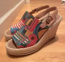 Toms  wedge summer sandals. Super cute and hardly worn. Sz 8.5