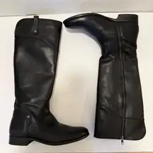 Frye Melissa Button Black Leather Tall Riding Boots Size 10