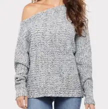 Sunday in Brooklyn Sara One Shoulder Chunky Wool Blend Sweater in Grey Size XS