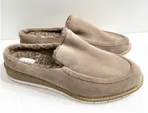 Me too Mules Womens Size 10 Tan Leather Upper Hayley Shearling Slip On Shoes