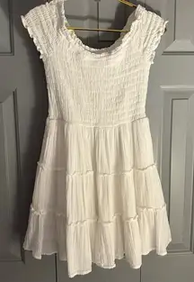 American Eagle Dress white smocked mini dress graduation‎ beach bridal size XS.