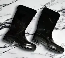 dav Womens Boots Sz 8 US 38 EU Black Rain‎ Boots Sweater Trim Fleece Inside NEW