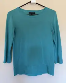 Banana Republic Factory Teal Blue Crewneck Lightweight Knit Sweater Top Shirt XS