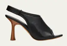 Vince Calfskin Leather Vero Cuio Quest Slingback Heels Black Size 7.5 M $350