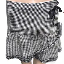 Lux houndstooth wrap mini skirt