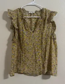 BB Dakota Yellow Floral Blouse